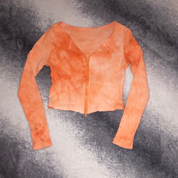 Orange SHEIN Double-Zippered Blouse Size Small - Picture 1 of 4